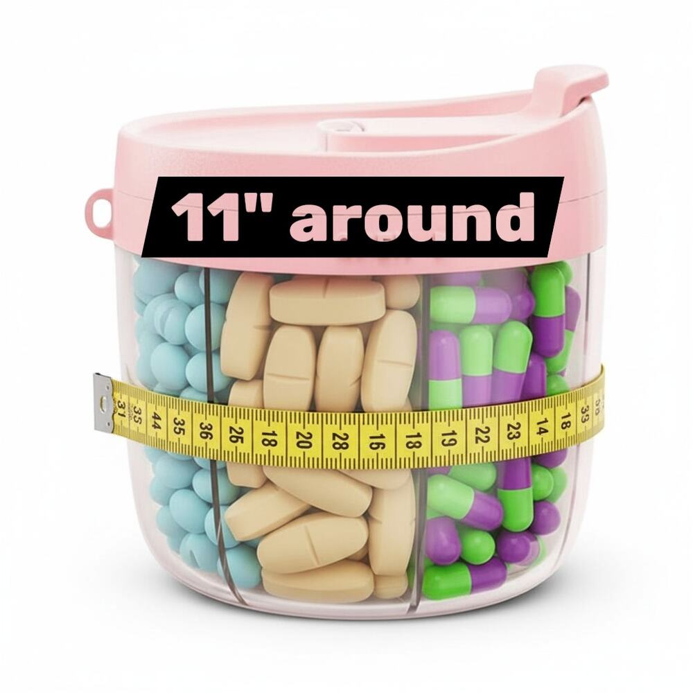 Pink Pill Dispenser, Cute Portable 7 Compartments, Anti-Mix Pill Organizer, NEW - Picture 7 of 7